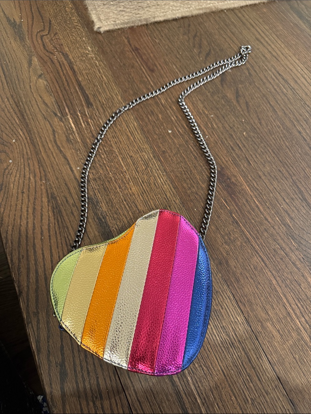 Rainbow Stripe Heart Crossbody Bag - Multicolor